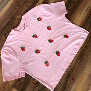 Hot Topic Strawberry Pink Short Sleeve Shirt Womens Size Extra Large